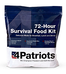 4Patriots 72-Hour Emergency Food Supply Survival Kit, Perfect for Camping, Freeze Dried Preparedness Food, Designed to Last 25 Years, Be Ready with 16 Servings of Delicious Breakfast, Lunch, & Dinner
