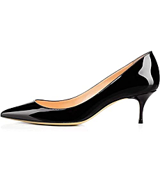 Axellion Pumps for Women, Kitten Heel Pumps Pointed Toe Shoes Slip-On High Heel for Dress Office Black Size 6 US