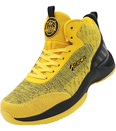 Beita Tennis Shoes Basketball Sneakers Men Breathable Sports Shoes Anti Slip, Yellow, 8
