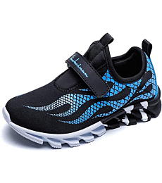 MEI NIAN GUAN Little Kids Sneakers Boys Tennis Shoes Running Sports Mesh Shoes Spider Net Breathable Girls Athletic Shoes Lightweight Blue 13 Little_Kid