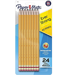 Paper Mate EverStrong #2 Pencils, Reinforced, Break-Resistant Lead When Writing, 24-Pack