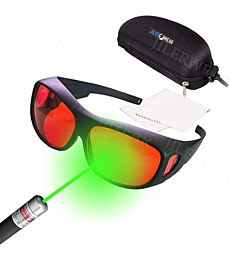 190nm-540nm Professional Laser Protective Glasses for 405nm,445nm, 532nm Laser and Violet/Blue/Green Laser Safety Goggles 450nm（ Specifically for 532nm laser ）
