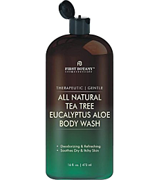 ALL Natural Tea Tree Body Wash - Fights Body Odor, Athlete’s Foot, Jock Itch, Nail Issues, Dandruff, Acne, Eczema, Shower Gel for Women & Men, Eucalyptus Aloe Skin Cleanser -16 fl oz