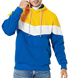 Men Pullover Hoodie Sweatshirt with Kanga Pocket, Yellow-L