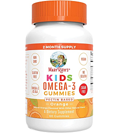 Vegan Omega 3 Gummies for Kids 2+ by MaryRuth's | 2 Month Supply | Sugar Free | Omega 3 Supplement with Vitamin C, Vitamin E, Flaxseed Oil | Immune Support, Brain Health | No Fish Taste | 60 Count