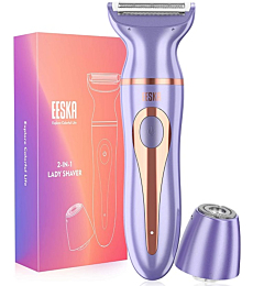 2-in-1 Electric Razor for Women, EESKA Electric Shaver for Women Cordless for Women Face, Legs and Underarm, Portable Bikini Trimmer IPX7 Waterproof Wet and Dry Hair Removal, Type-C USB Recharge…