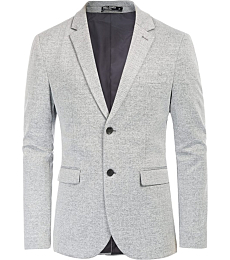 Men's 2 Button Herringbone Blazer Jacket Lightweight Casual Stretch Knit Sport Coat Light Grey L