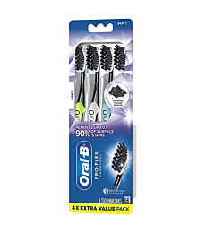 Oral-B Pro-Flex Charcoal Manual Toothbrush, Soft, 4 Count