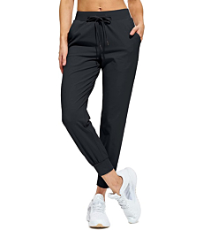 Libin Women's Joggers Pants Athletic Sweatpants with Pockets Running Tapered Casual Pants for Workout,Lounge, Black M
