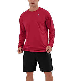 ODODOS Men's Classic Fit Long Sleeve Athletic Tee Shirts UPF 50+ Sun Protection SPF T-Shirts Hiking Fishing Workout Tops, Wine, Medium