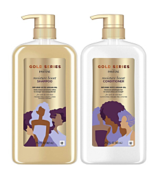 Pantene Gold Series Shampoo & Conditioner Moisture Boost with Argan Oil, for Natural, Coily, and Curly Hair, 29.2 Oz Each
