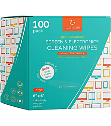 Screen & Electronic Cleaning Wipes | Pre-Moistened Individual Wrapped (6" x 6") TV Screen Cleaner, Computer Monitor, Laptop, Lens Wipes (100 Pack)