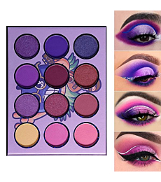 DE'LANCI Purple Eyeshadow Palette-Hawaii Blueberry Matte and Shimmer 12 Colors,Ultra Pigmented Professional Electric Purple Mini Makeup Pallet, Blendable Vibrant Duo Chrome Violet Eye Shadow Palettes