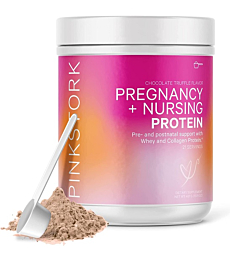 Pink Stork Pregnancy + Nursing Protein: Chocolate Protein Powder for Women, Prenatal + Postnatal, Whey Protein + Collagen, Postpartum Lactation Support
