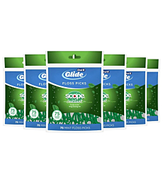 Oral B Glide Dental Floss Picks, Complete With Scope Outlast, Mint, 75 Count, Pack Of 6