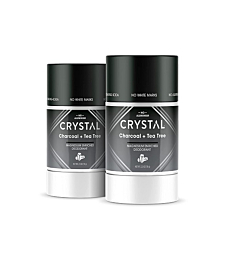 CRYSTAL Deodorant Magnesium Solid Stick Natural Deodorant, Non-Irritating Deodorant for Men or Women, Safely and Effectively Fights Odor, Baking Soda Free, Charcoal & Tea Tree, 2.5 oz (Pack of 2)