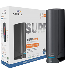 ARRIS Surfboard G34 DOCSIS 3.1 Gigabit Cable Modem & Wi-Fi 6 Router (AX3000) | Approved for Comast Xfinity, Cox, Spectrum & More | Four 1 Gbps Ports | 1 Gbps Max Internet Speeds | 2 Year Warranty