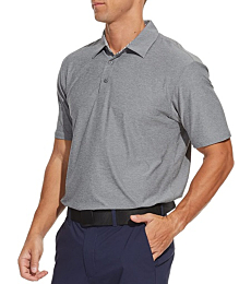 YAMANMAN Mens Golf Shirts Performance Dry Fit Moisture Wicking Casual Collared Golf Polo Shirts Short Sleeve Quick Dry Grey