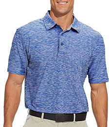 YAMANMAN Mens Golf Shirts Performance Dry Fit Moisture Wicking Casual Collared Golf Polo Shirts Short Sleeve Quick Dry Blue