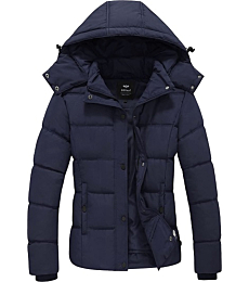 GGleaf Winter Coats for Women Warm Insulated Snow Jacket with Removable Hood Navy XX-Large