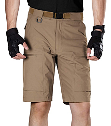 FREE SOLDIER Men's Lightweight Breathable Quick Dry Tactical Shorts Hiking Cargo Shorts Nylon Spandex (Dark Brown 30W x 10L)