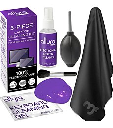 Laptop Cleaning Kit (5 pc) - Keyboard Cleaning Kit - Includes Laptop Screen Cleaner, Air Blower, Brush, Keyboard Gel, and Microfiber Cloth - PS4 Cleaner - Keyboard Cleaner & Computer Cleaner by Altura