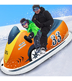 70 Inch Giant Inflatable Snowmobile Snow Sled for Kids Adults, Heavy Duty Snow Tube Snow Toys with Reinforced Handles & Pull Cord Strap Snow Rider Winter Toys for Sledding Outdoor Family Activities