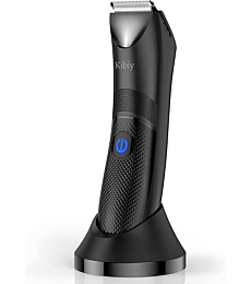 Body Trimmer for Men, Kibiy Electric Groin Hair Trimmer with LED Indicator for Balls, IPX7 Male Pubic Hair Trimmer for Wet and Dry use (Black)
