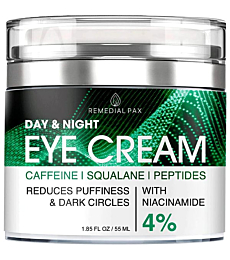 REMEDIAL Eye Cream for Dark Circles Wrinkles Puffiness and Bags Under Eyes, Anti-Aging Collagen Eye Cream, Day and Night Formula with Caffeine Niacinamide Dimethicone, Made in USA