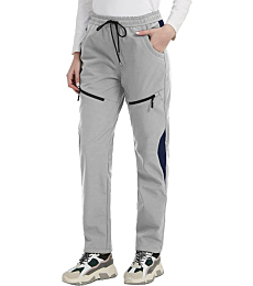 Lesemisi Women's Snow Ski Pants Waterproof Windproof Hiking Cargo Pants(Lgray/Navy, S)