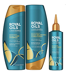 Royal Oils by Head & Shoulders Sulfate Free Scalp Care Shampoo, Moisture Renewal Scalp Balancing Conditioner, and Daily Moisture Scalp Cream Treatment with Coconut Oil and Apple Cider Vinegar