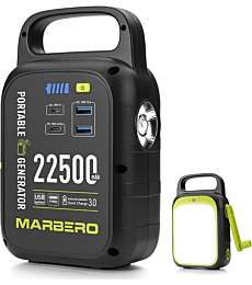 MARBERO Portable Power Bank 24000mAh Camping Lithium Battery 88Wh Power Supply with 110V/80W(Peak 120W) AC Outlet, USB QC3.0, LED Flashlights for CPAP Home Camping Emergency Backup