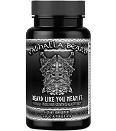 Beard Care Club Premium Valhalla Beard Growth Supplement and Vitamins I Promotes Facial Hair Growth and Healthy Skin I Prevents Hair Loss and Aging I 60 Capsules