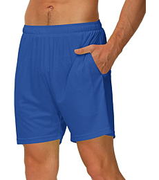 Cakulo Men's 5 Inch Running Tennis Shorts Quick Dry Athletic Workout Active Gym Training Soccer Shorts with Pockets Liner Neon Blue M