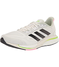 adidas Men's Supernova + Running Shoe, White/Black/Solar Green, 6.5