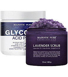 Majestic Pure Glycolic Acid Pads (60 pads) and Lavender Scrub (10 oz) Bundle