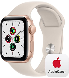 Apple Watch SE (GPS, 40mm) - Gold Aluminum Case with Starlight Sport Band with AppleCare+ for Apple Watch SE (2 Years)