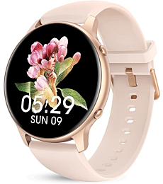 Round Smart Watches for Women, 2022 HD LCD Smartwatch iPhone/Samsung Compatible, 3ATM Waterproof Fitness Watch Monitor for Heart Rate, Blood Oxygen, Sleep, Activity Tracker with Steps, Calories