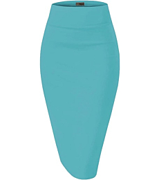 Womens Premium Nylon Ponte Stretch Office Pencil Skirt Made Below Knee