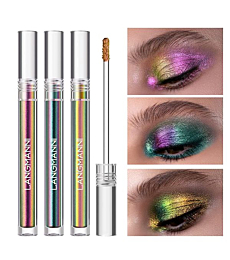 Jolilab Liquid Glitter Eyeshadow, 3 Colors Metallic Liquid Chameleon Eyeshadow, Multi-Dimensional Eye Looks, Long-lasting Holographic Glitter Multichrome Eyeshadows Makeup Set