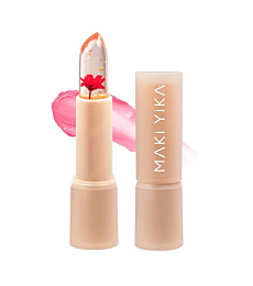 Flower Lip Balm Color Changing - Flower inside Lipstick Jelly Lip Balm for Perfect Shade of Pink, Color Change Magic Lipstick by PH of Your Lips, Waterproof, Long Lasting Lip Gloss, 0.13oz (Red Flower)