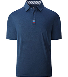 IGEEKWELL Mens Golf Polo Shirt Short Sleeve Fast Dry Tennis T-Shirts Running Sport Tactical Shirts 017-Navy 3XL