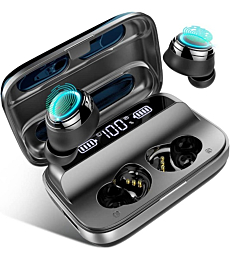 Motast Wireless Earbud, Bluetooth 5.1 Earbud with 140H Playtime, Bluetooth Headphones HiFi Stereo Noise Cancelling Wireless Earphones in Ear with Mic,USB-C Charging Case, Waterproof Sport Headset Grey