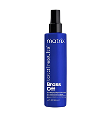 Total Results Brass Off All-In-One Blue Toning Leave-In Spray & Detangler | Neutralizes Brassy Tones & Prevents Frizz | For All Types of Lightened Brunette Hair