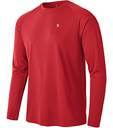 TBMPOY Men's Long Sleeve Rash Guard Shirts UPF 50+ Sun Protection Hiking Shirts Lightweight Outdoor Athletic Fishing Tops Red XL