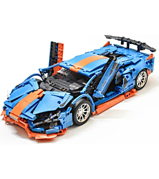 RiceBlock Super Racing Car Building Kit for Challenging Adults, Blue Sport Car Building Toys Set,1:14 Scale 1312 Pieces （Compatible with Lego Set ）