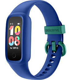 BIGGERFIVE Vigor 2 L Kids Fitness Tracker Watch for Boys Girls Ages 5-15, IP68 Waterproof, Activity Tracker, Pedometer, Heart Rate Sleep Monitor, Calorie Step Counter Watch, Blue