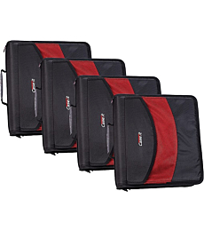 Case-it The Dual 2-in-1 Zipper Binder - Two 1.5 Inch D-Rings - Includes Pencil Pouch - Multiple Pockets - 600 Sheet Capacity - Comes with Shoulder Strap - Black Dual-121-A (4 Pack)