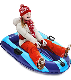 Heavy Duty Snow Tube with Reinforced Handles, Winter Toys Gifts Sleds for Kids Boys Girls, Toboggan for Outdoor Sledding