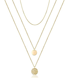 Gold layered choker necklace with Y pendant and bar disc